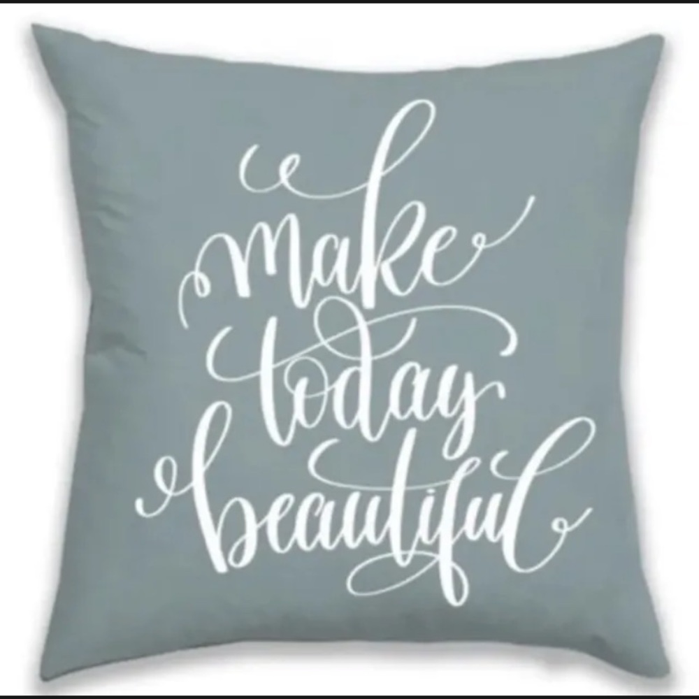 Farmhouse throw pillow cover 18"x 18" Sage Green Reversible Make Today Beautiful
